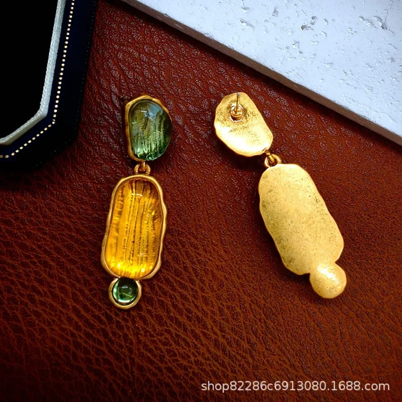 Ретро золотые элегантные серьги High Sense новые средневековые свежие сказочные желе