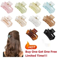 2 pieces newest hair clips transparent acrylic geometric hollow out rectangle hair claw clamps bang hairstyle hairgrips women