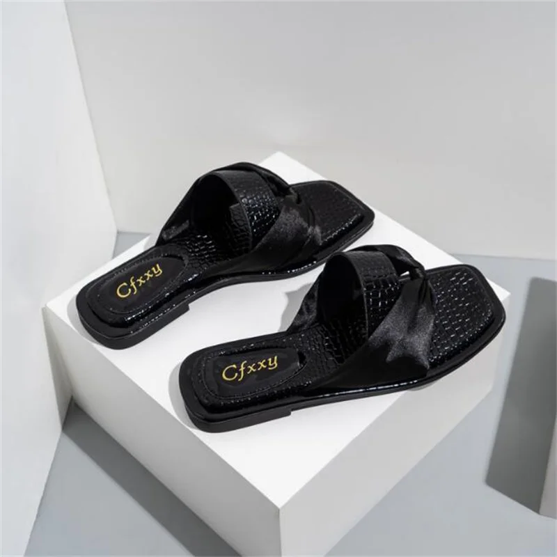 2022 Summer Women Slippers Silk Bow Outdoor Slippers Flats Open Toe Causal Sandals Comfortable Fashion Green Shoes Plus Size 42