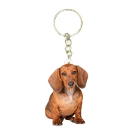 dachshund acrylic dog keyring 2d flat luxury cute charms keychain men car key ring gifts for women keyring wallet chain bag