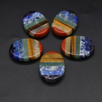wholesale 5pcs natural stone striped egg shaped scraping board aura healing gem pendant making necklace jewelry gift decoration