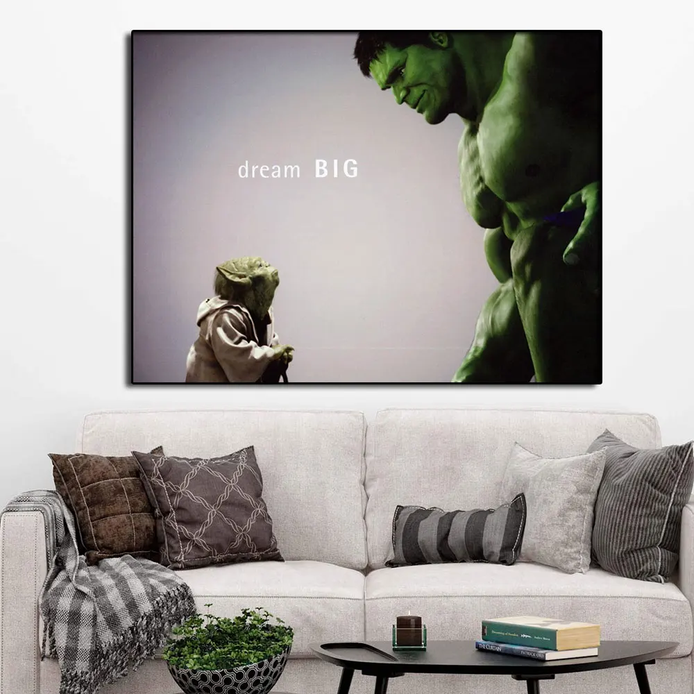 Большая Скандинавская фотография Yoda Hulk Dream настенная Картина на холсте с