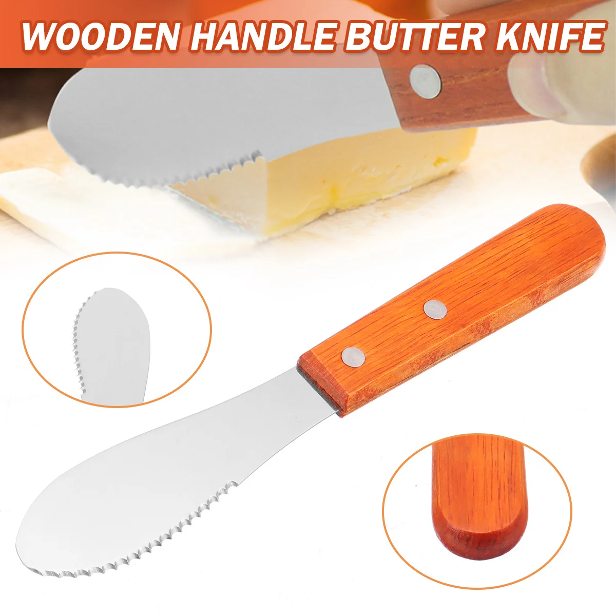

Stainless Steel Cheese Butter Spatula Wood Handle Sandwich Spreader Kitchen Butter Slicer Knife Home Baking Gadgets Tool