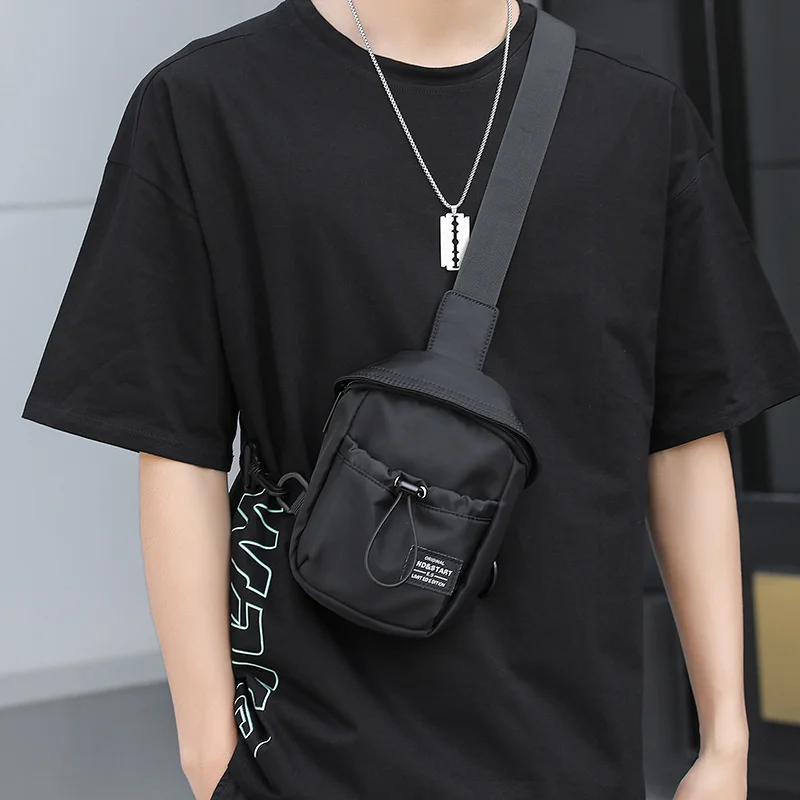 

Men's Chest Bag Fashion Male Mini Shoulder Bag Oxford Waterproof Sling Crossbody Backpack Sports Bag For Male Black