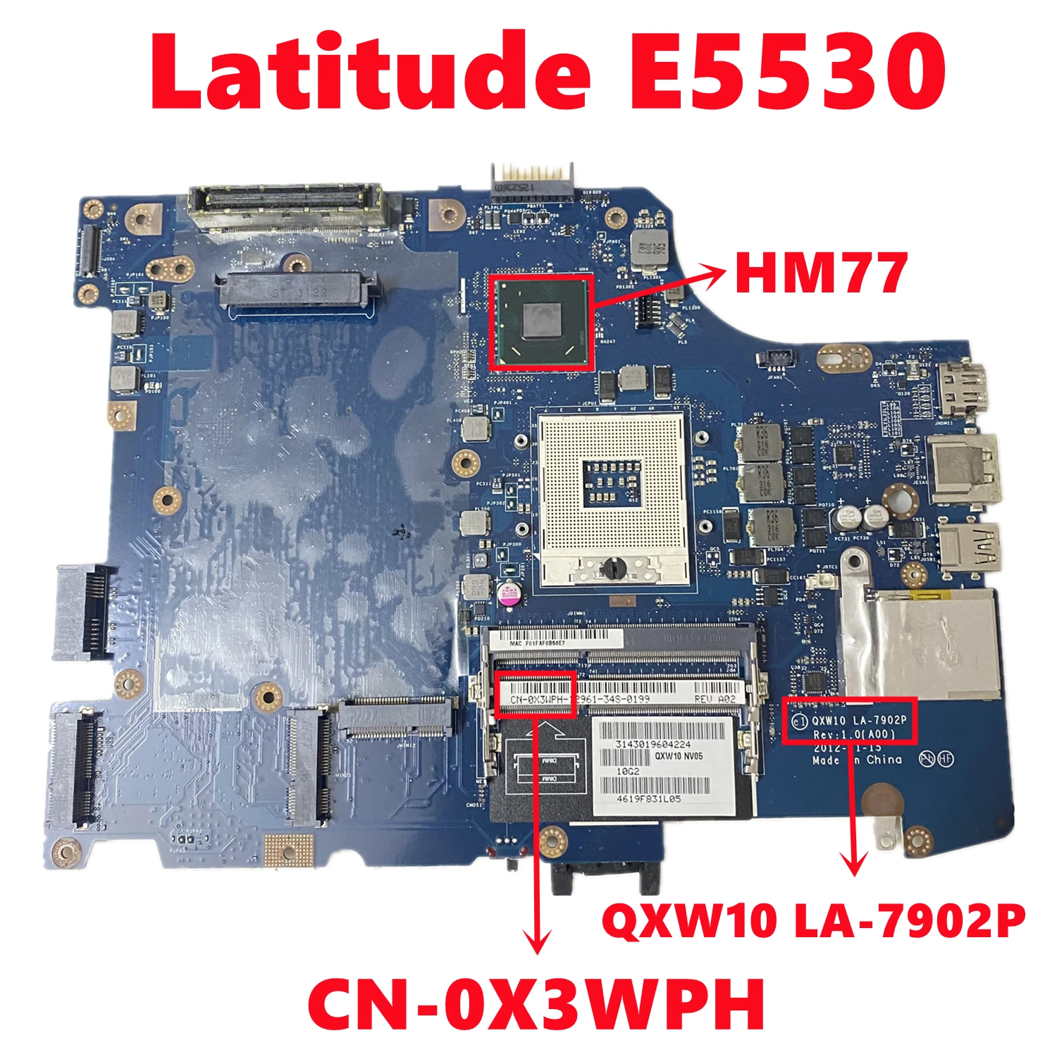 

CN-0X3WPH 0X3WPH X3WPH For dell Latitude E5530 Laptop Motherboard QXW10 LA-7902P With SLJ8C DDR3 100% Tested