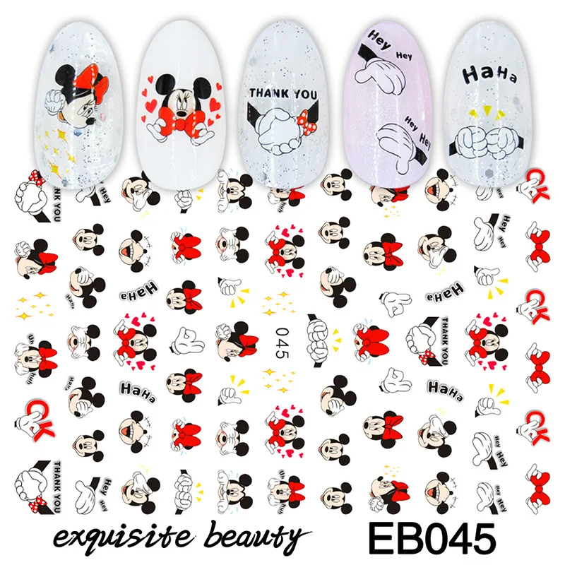 

Disney Kawaii Cartoon Nail Slider Nail Art Stickers Mickey Flowers Waterproof Diy Nail Art Decorative Back Guel Nail Accessories