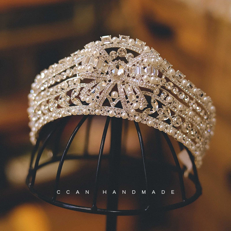 CC барокко Корона Свадебные аксессуары женский головной убор Свадебные повязки обручальные украшения для волос 100% ручная работа диадема подарок AN019