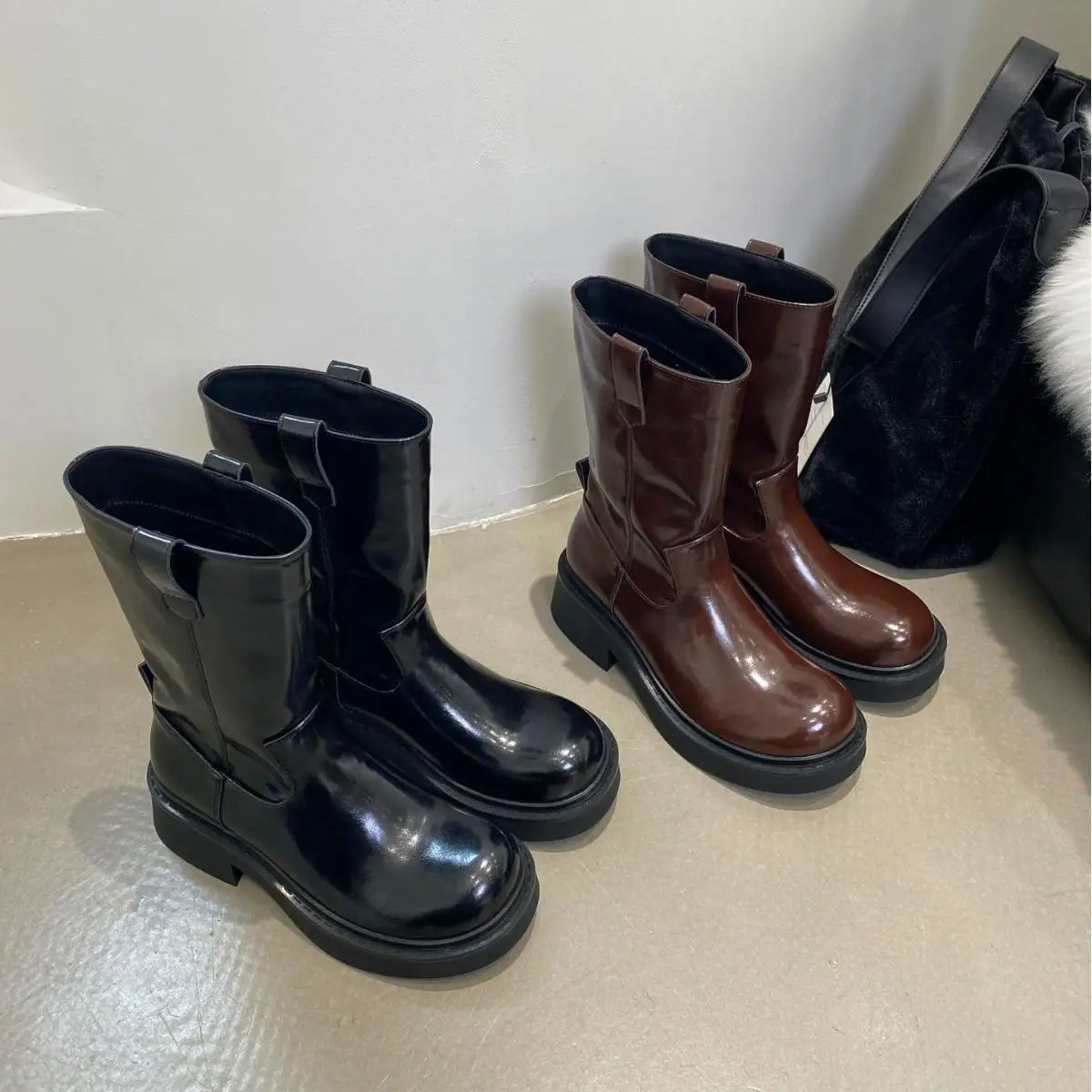 Брендовая женская обувь Сапоги Лолита Сапоги-Женская зимняя с круглым носком