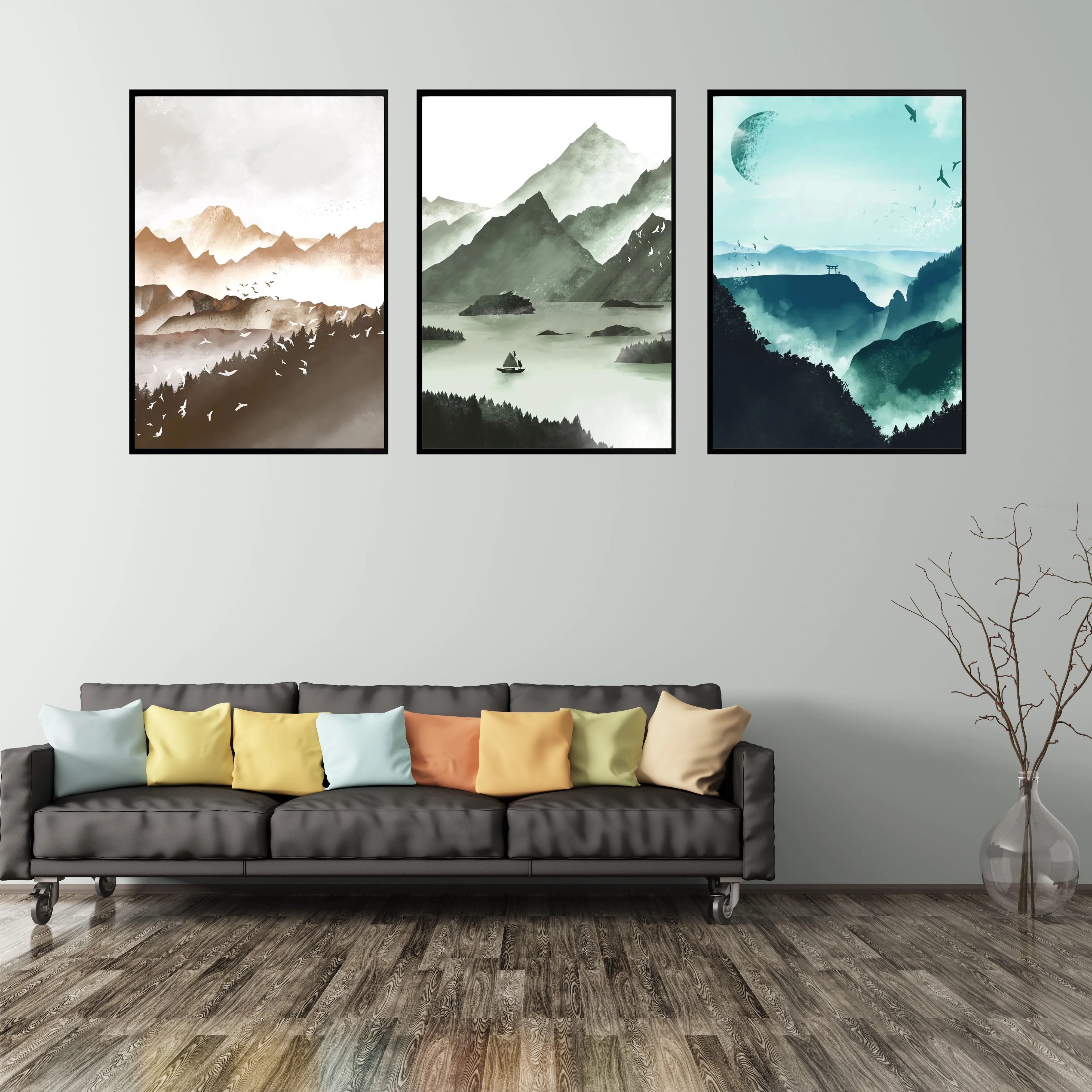 

Modern Mountain Landscape Enjoy Quote Canvas Art Print Painting Poster Forest Wall Pictures for Home Decor Wall Art