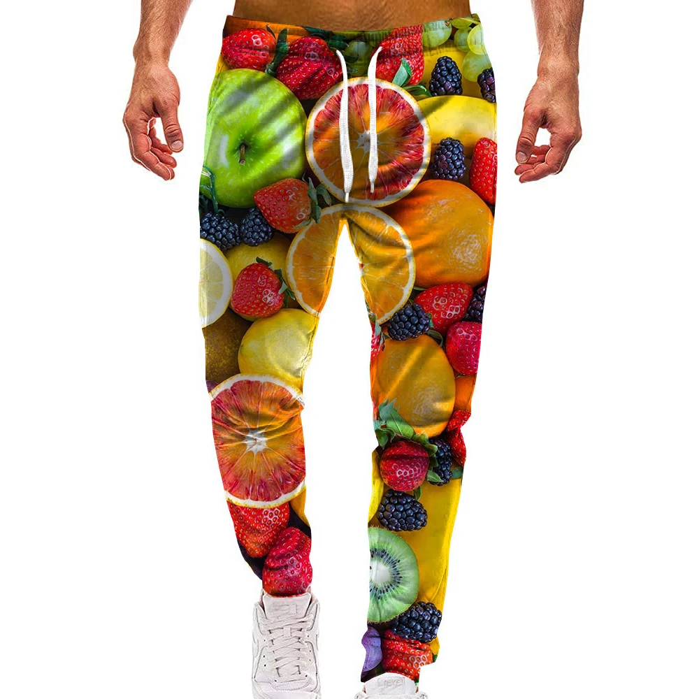 Unisex 3D Pattern Sports Rainbow Print Pants Casual Colorful Fruit Graphic Trousers Men/Women Sweatpants with Drawstring