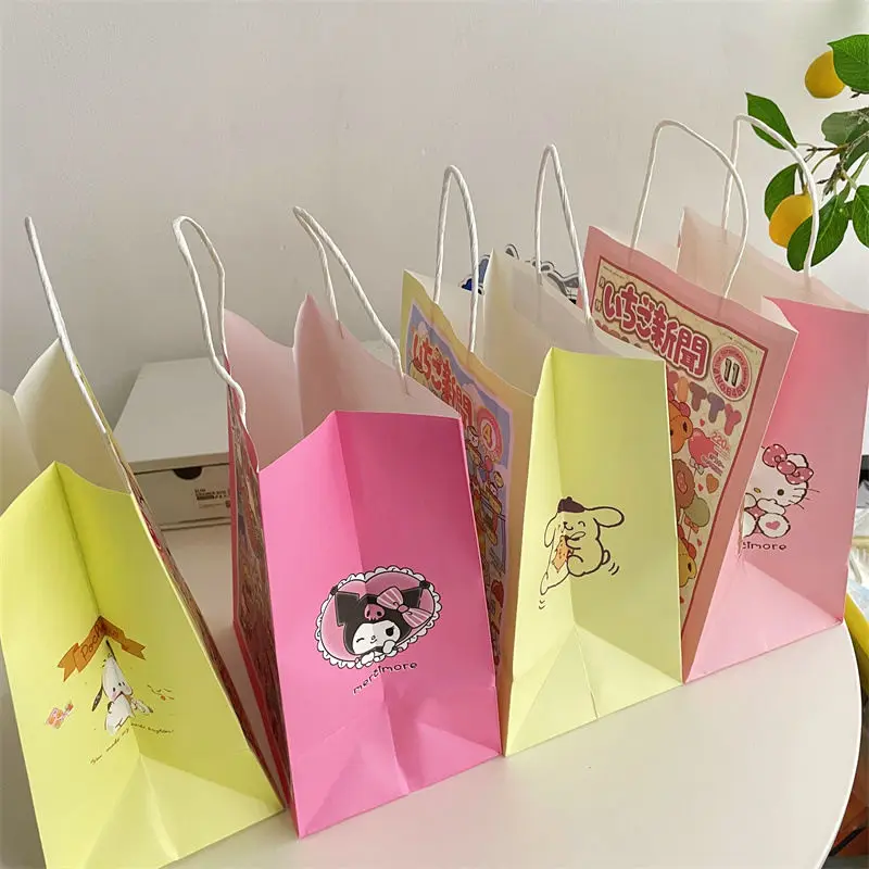 

Sanrio Pompom Purin Gift Bag Gift Giving Cartoon Kuromi Portable Cowhide Paper Bag Cute My Melody Shopping Bag Kawaii Female