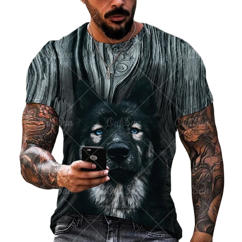 

Мужская камуфляжная футболка с коротким рукавом, круглым вырезом и принтом тигра