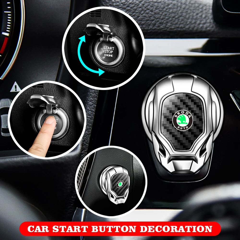 

For Skoda Octavia A2 A5 A7 Fabia Rapid Karoq Superb Kodiaq Yeti RS Car Ignition Set Logo Decoration Start Button Car Accessories