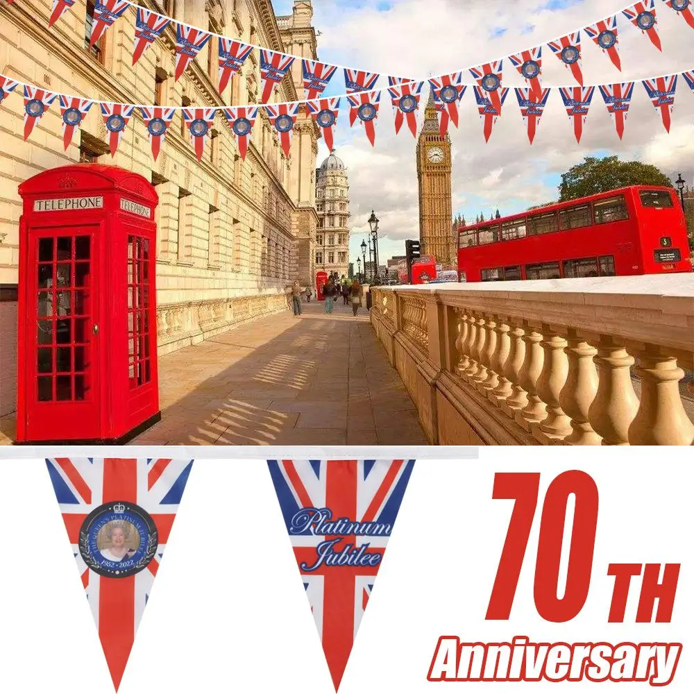 

Flag Street Part Union Jack Bunting Banner 70th Anniversary Platinum Jubilee British Union Jack Queen Elizabeth II