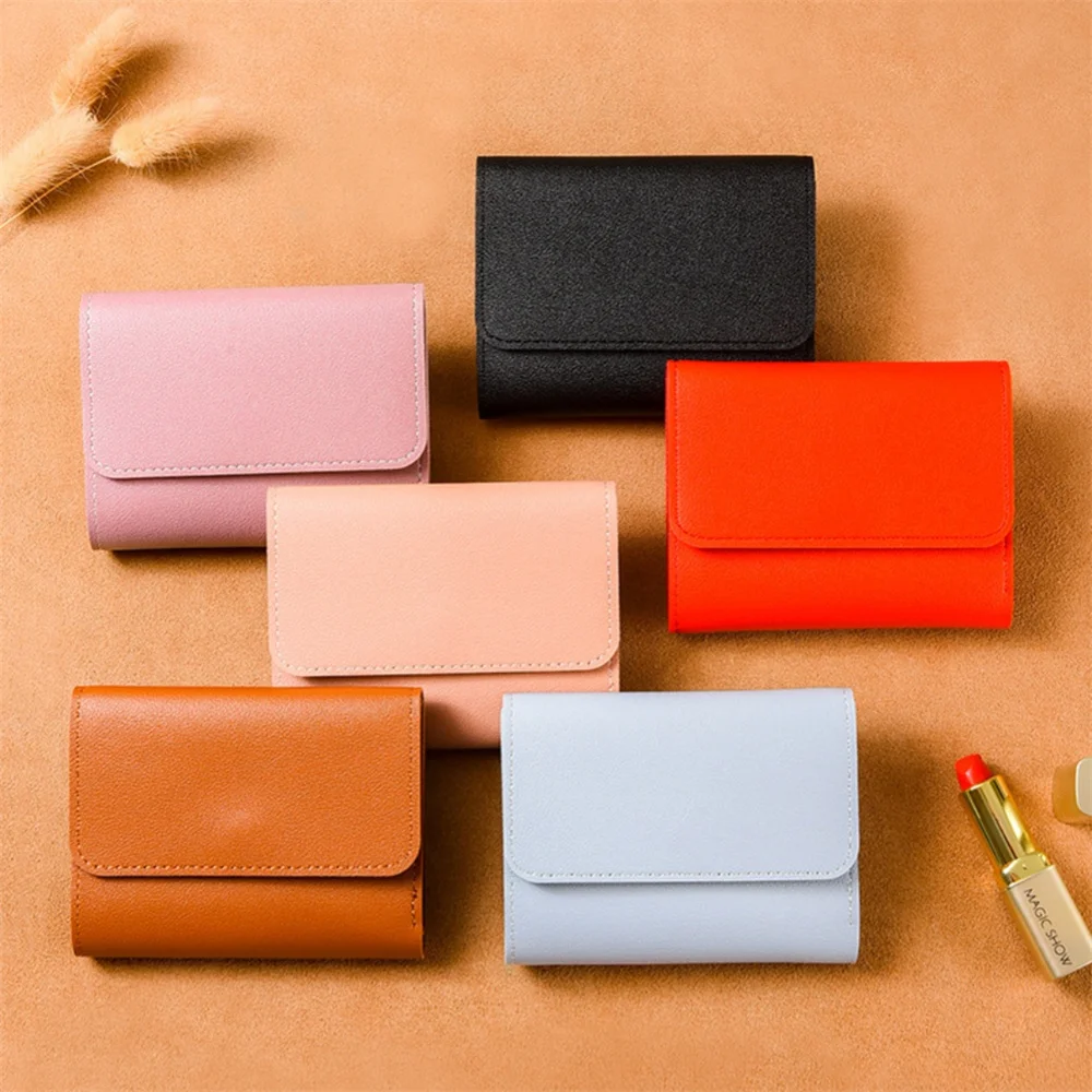 Женский кошелек тройного сложения сумка для карт однотонный держатель из
