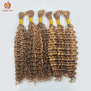 Imported Highlight Deep Wave Human Hair Bulk For Braiding No Weft 8 to 32 Inch Brazilian Remy Hair Extensions