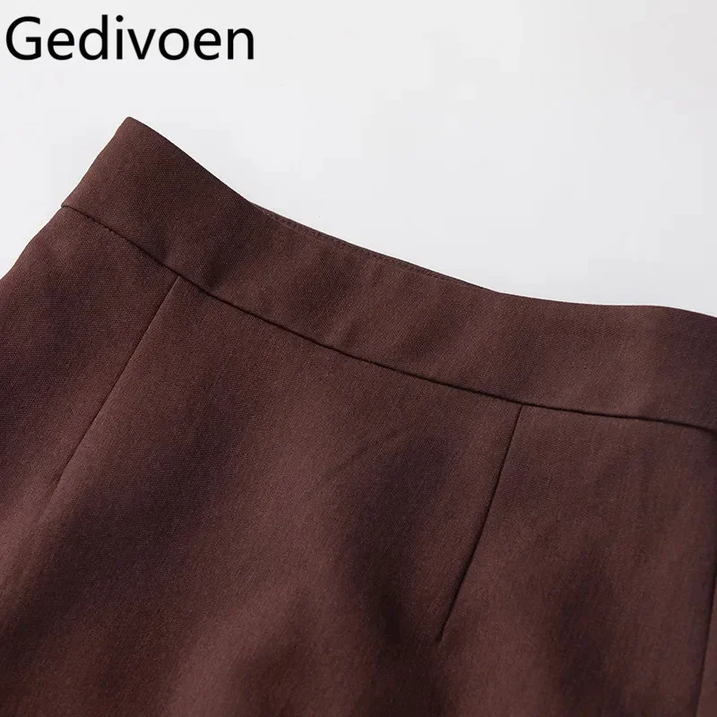 Gedivoen женский элегантный офисный и деловой костюм двубортный топ с длинными