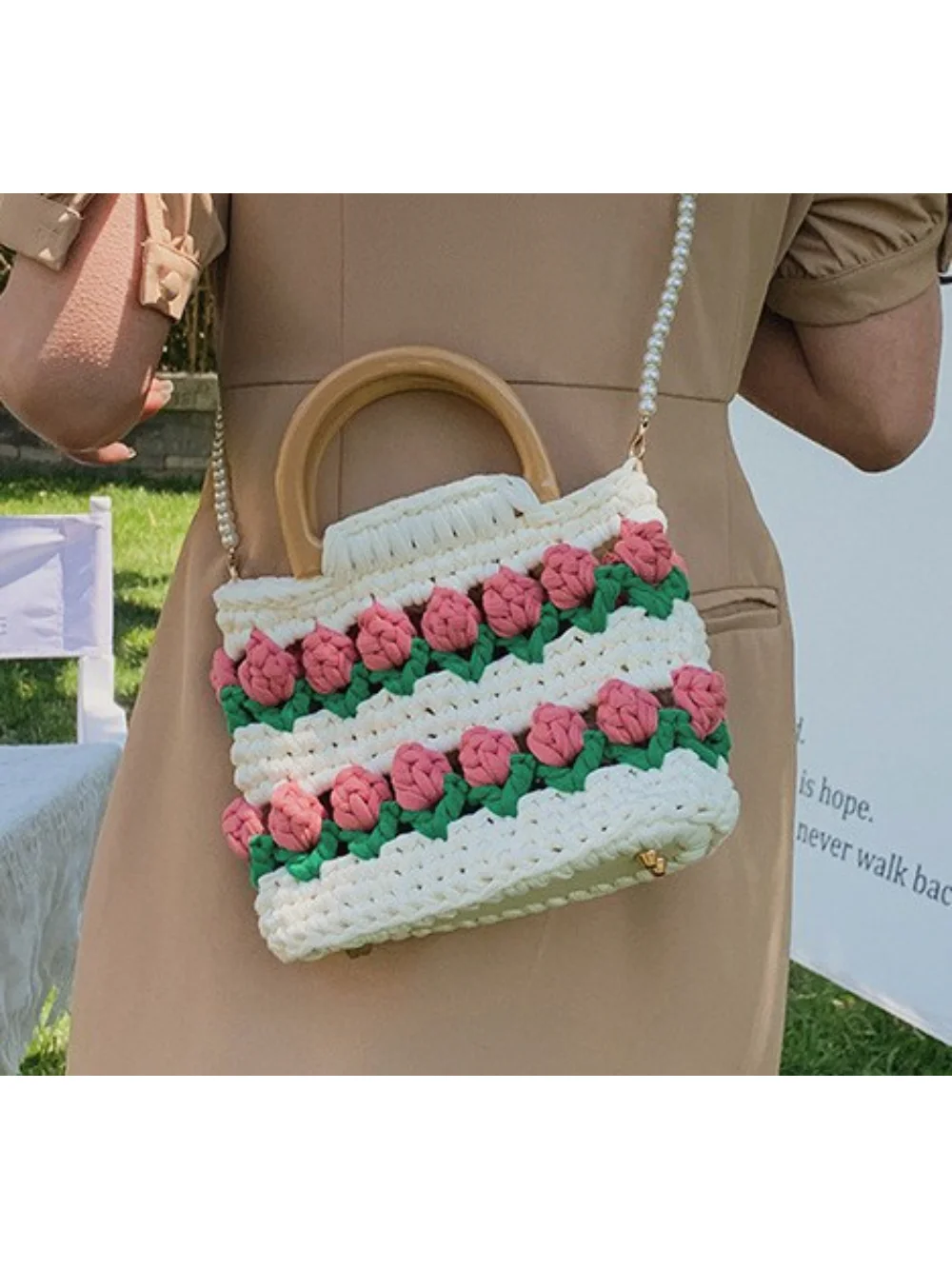 Handmade Crochet Shoulder Bag Blue Pink Beige Crochet Bags Crochet  Handbags  eBay