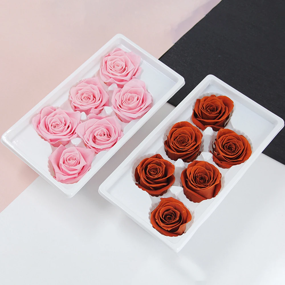 

6PCS/Box Preserved Fresh Rose Flower 5-6CM Roses Dried Flower Handmade DIY Eternal Flower Arrangement Wedding Party Decoration