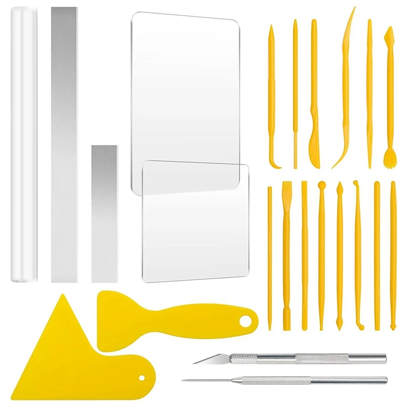 

23Pcs Polymer Clay Cutter Tools,Clay Roller,Sheet,Scraper Backing Board,Polymer Clay Shaping Sculpting For DIY Craft