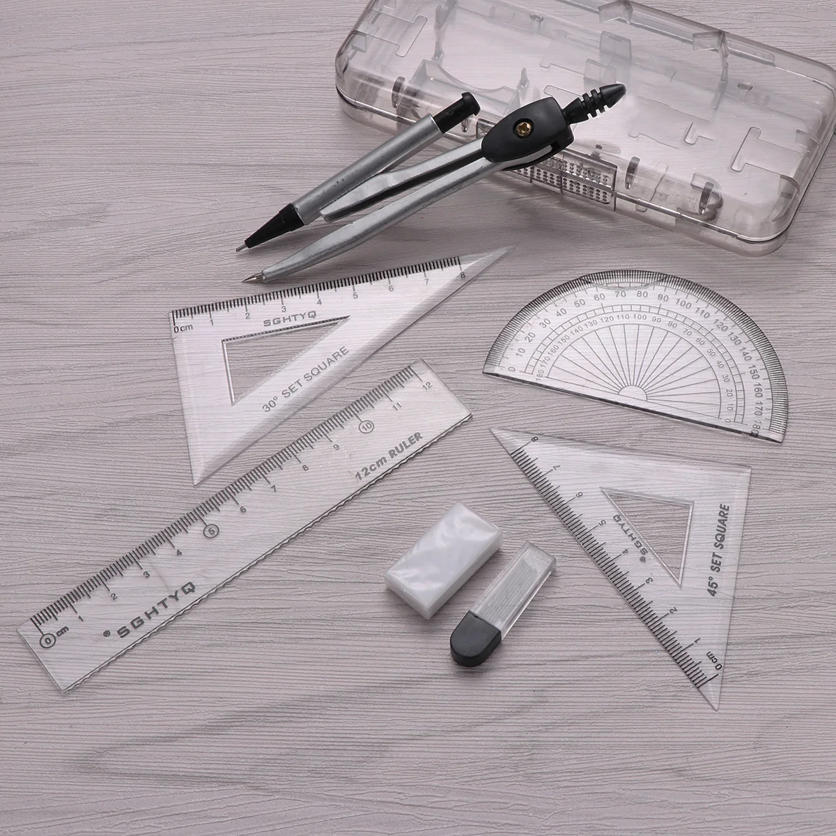 

Set Geometry Compassprotractor Drawing Ruler Math Tool Protractors Supplies Draftingstudent School Compasses Kit Classroom Tools