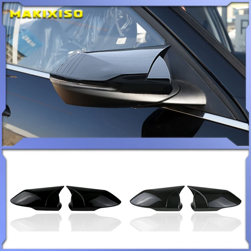 

ABS rearview mirror protective shell, bright black decorative horn design exterior for Hyundai Elantra Avante CN7 2021