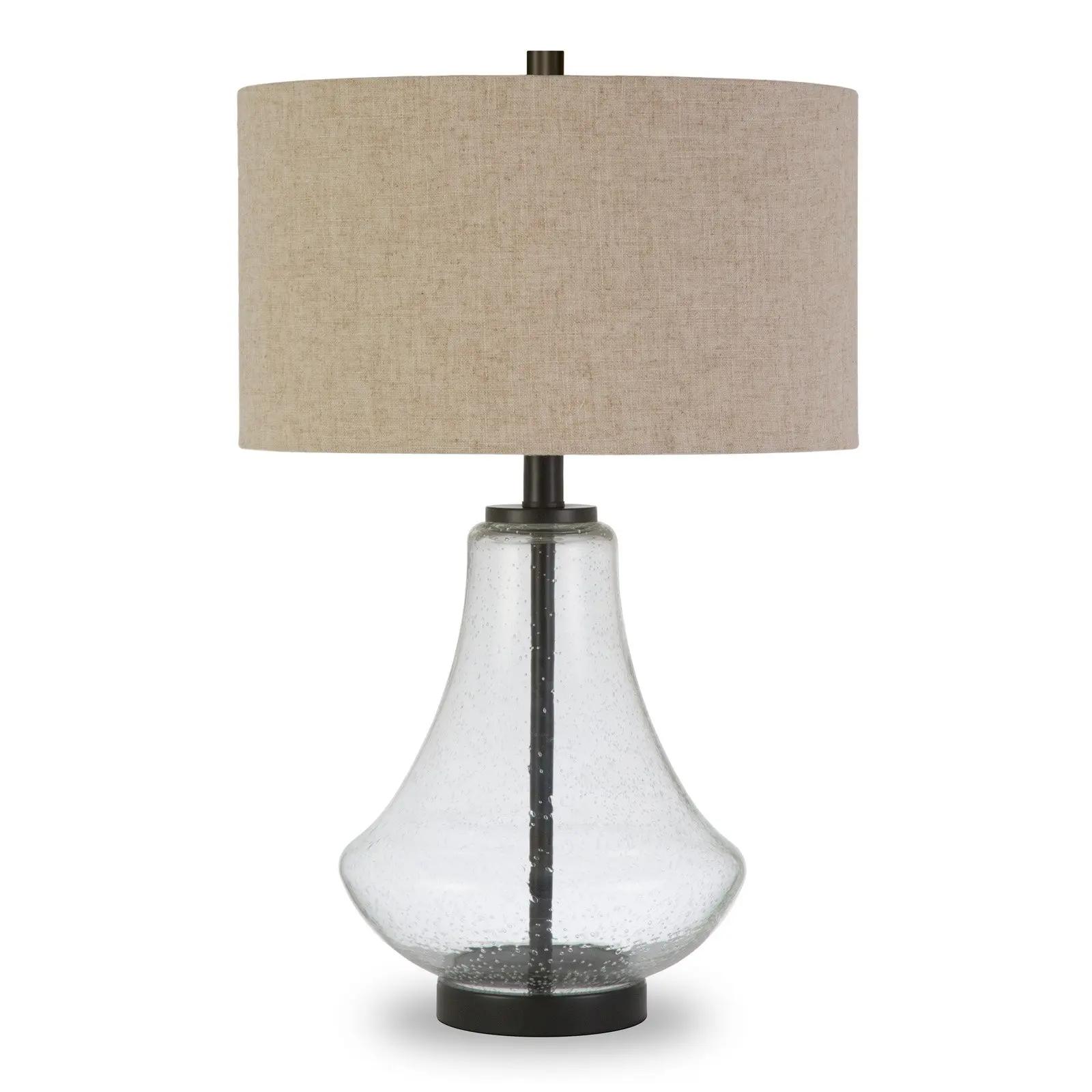 Traditional Seeded Glass Table Lamp with Flax Shade