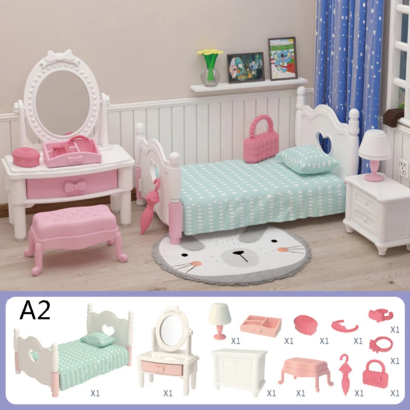 Forest Animal Family 1/12 Dollhouse Furniture Bedroom Kitchen Bathroom Set Miniature Simulation Dolls Accessories DIY Toys Girls images - 6