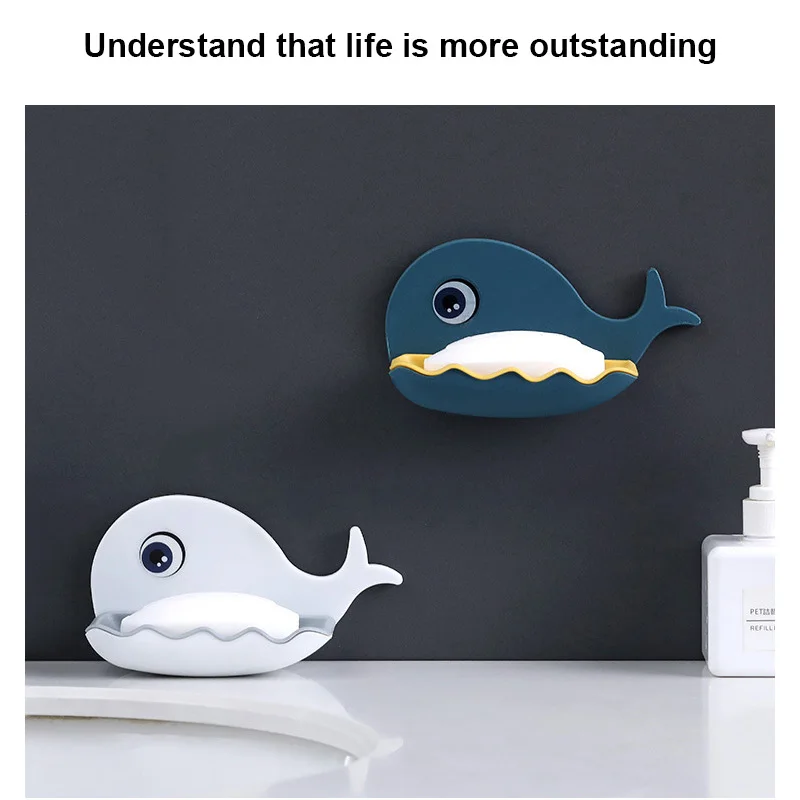 

Soap Box non perforated Drain Soap Holder Whale shaped Box Bathroom Shower Soap Holder sponge Storage Plate Tray Soap Dishes