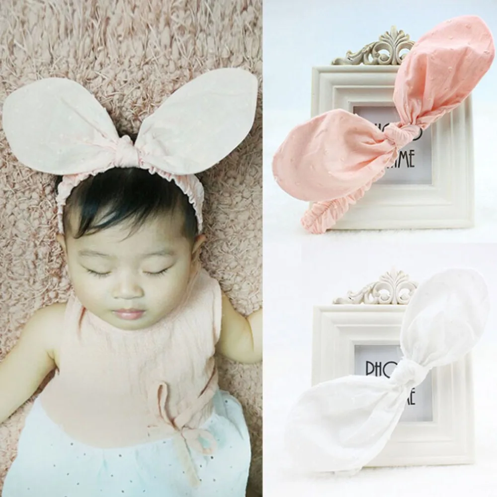 

Cute Girls Cotton Lace Chiffon Flower Rabbit Ears Elastic Headband Newborn Headband Stretchy Headwear Kids Hair Accessories