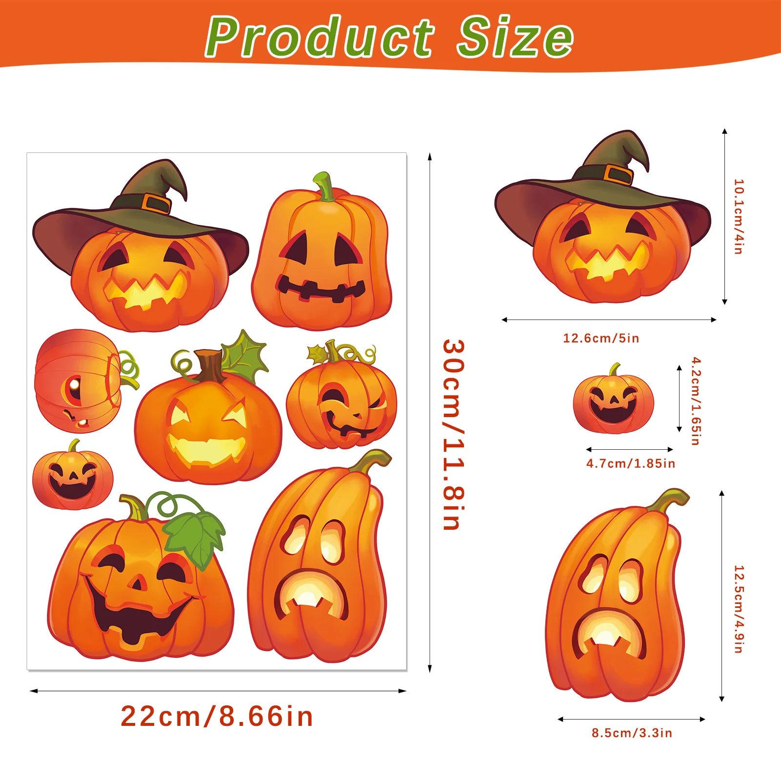 5 шт. наклейки с Тыквой и эмодзи на Хэллоуин