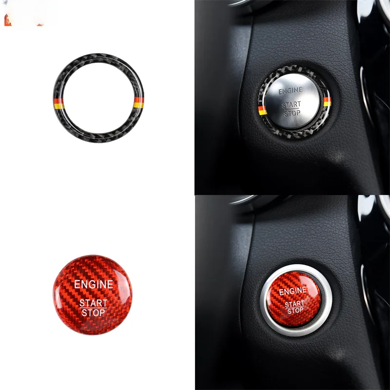 

For Mercedes Benz C E Class W204 W205 W213 GLC Accessories Car Engine Start Stop Button Cover Trim Ignition Ring Interior Set