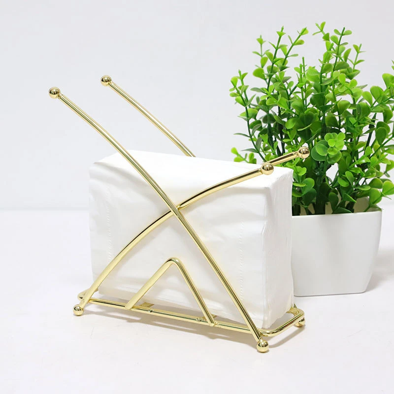 

1pc Tabletop Napkin Holder Dispenser Stand Dinner Table Napkin Organizer Golden Dining Table Gold Wrought Iron Paper Towel Clip