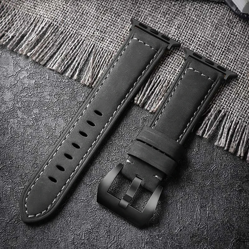 

Ремешок из натуральной кожи для Apple Watch Band, браслет для iwatch Series 7 SE 6 5 4 3 44 мм 40 мм 45 мм 41 мм 42 мм 38 мм