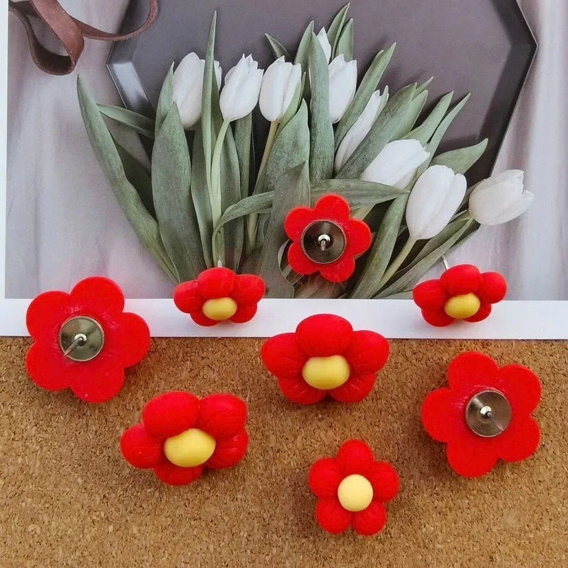 8 шт. большие и маленькие цвяхи с красным цветком креативные I-образной формы