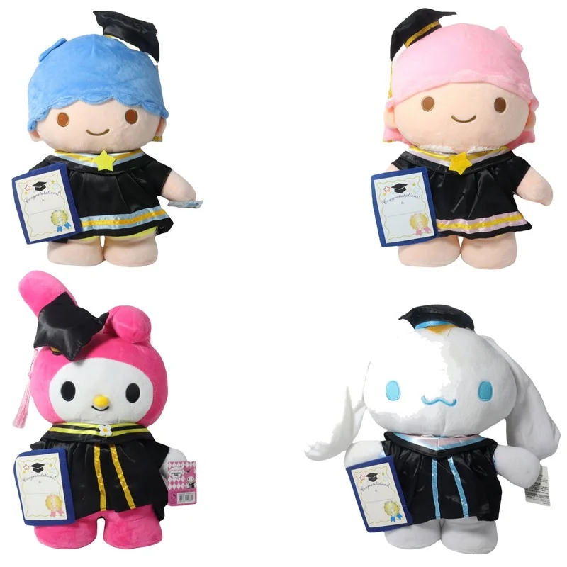 

35-40CM Sanrio Graduation Anime LittleTwinStars My Melody Cinnamoroll Plush Toy Doll Soft Collection Plushie Stuffed Gift Kids