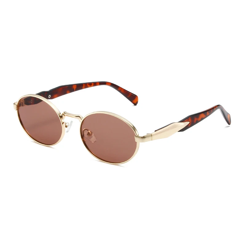 Новые металлические овальные женские солнцезащитные очки роскошные кошачий