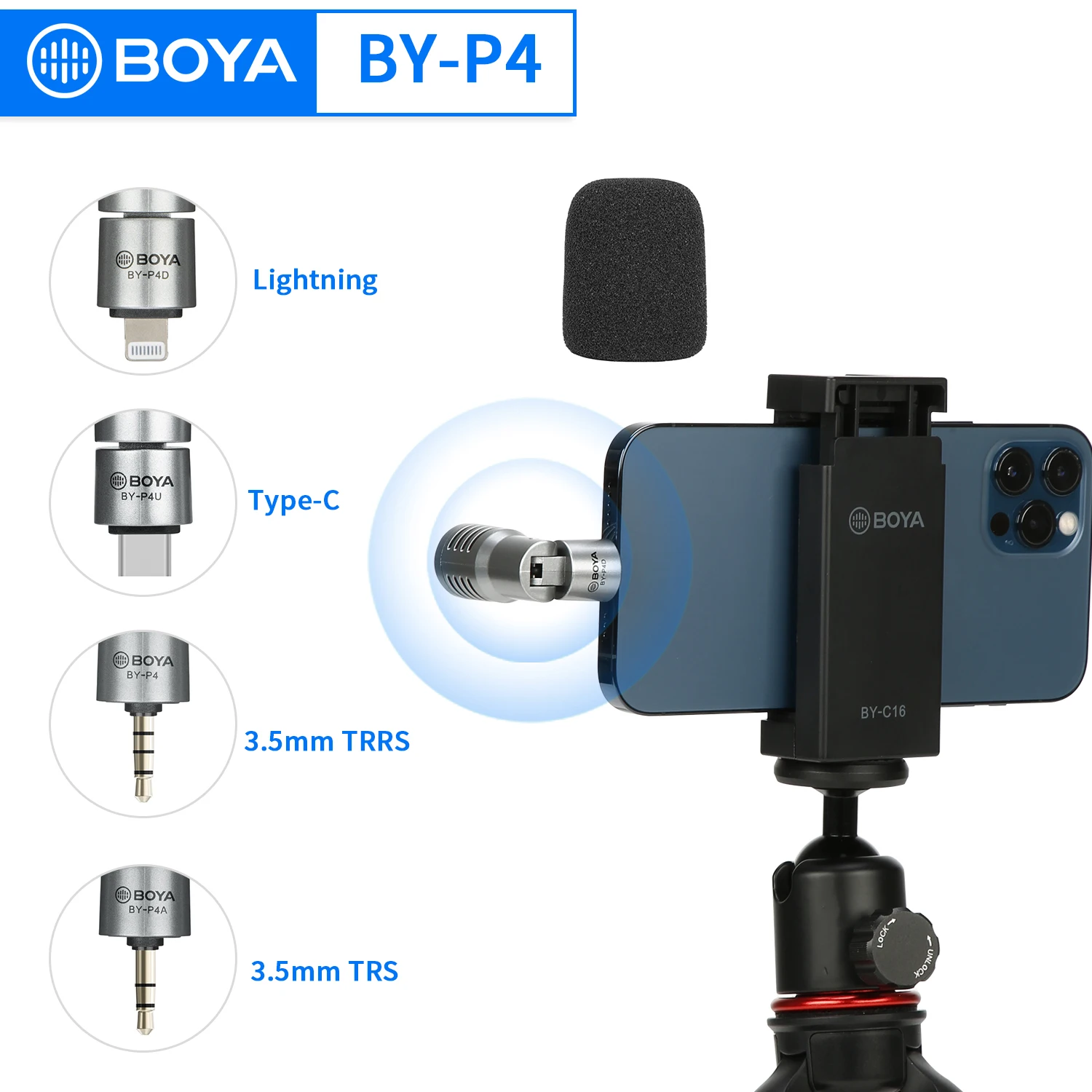 BOYA BY-P4 конденсаторный беспроводной микрофон подключи и работай для iphone Type-c