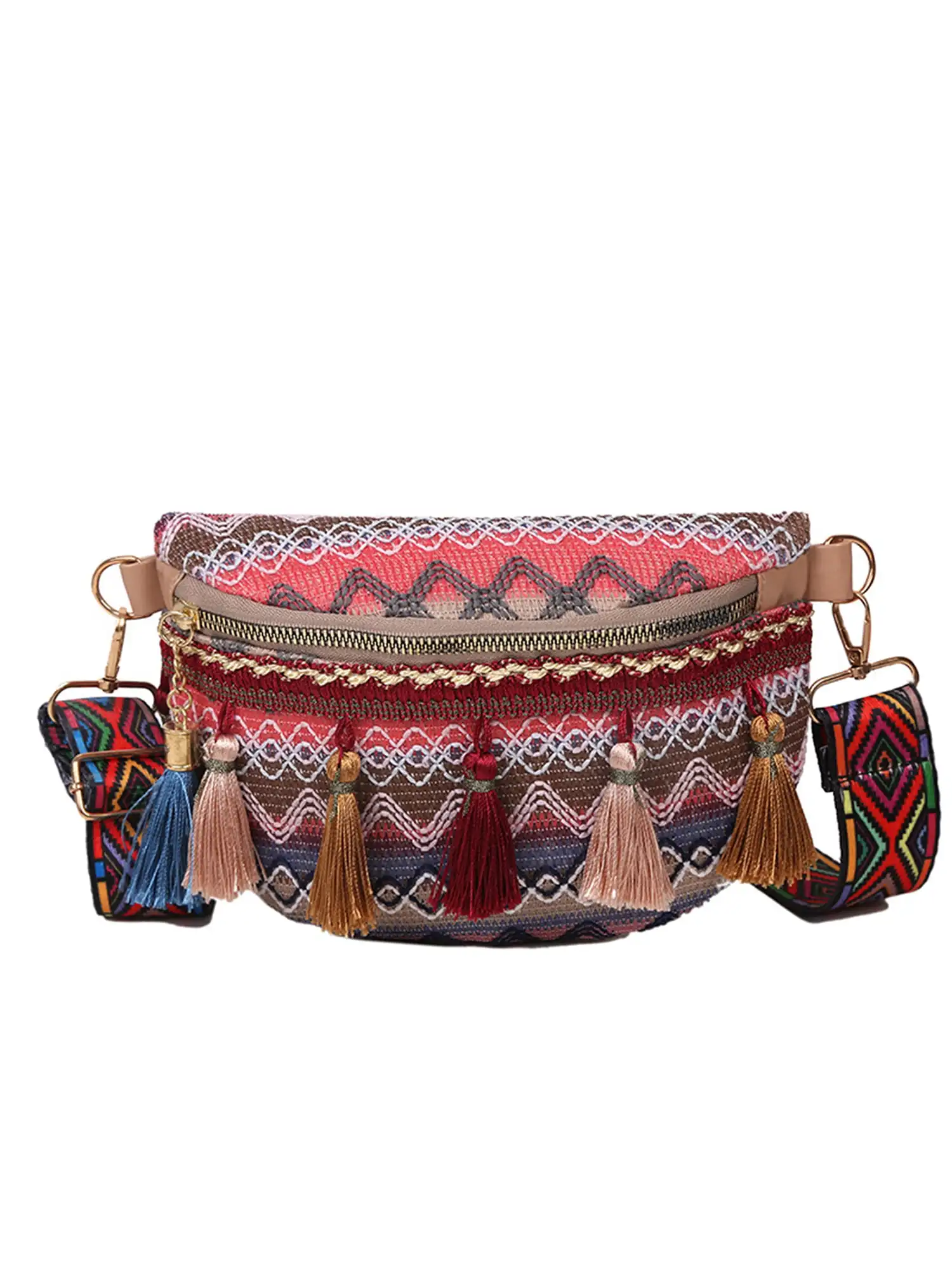 

Women Waist Pack Boho Hippie Fanny Pack Colorful Waist Bag with Adjustable Strap