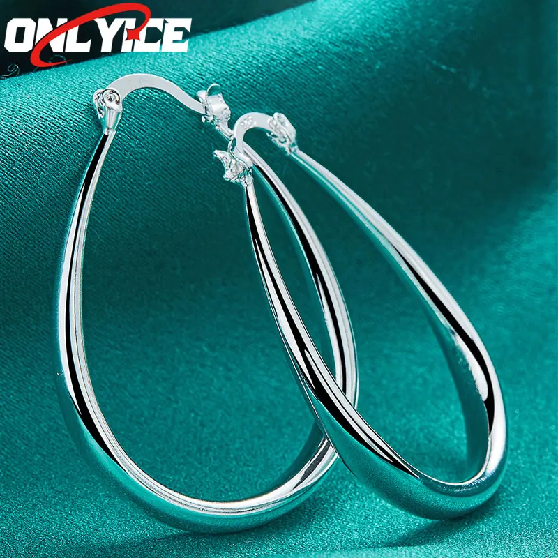 

925 Sterling Silver Smooth U Shape Hoop Earrings Women's Fashion Glamour Christmas Party Wedding Engagement Jewelry