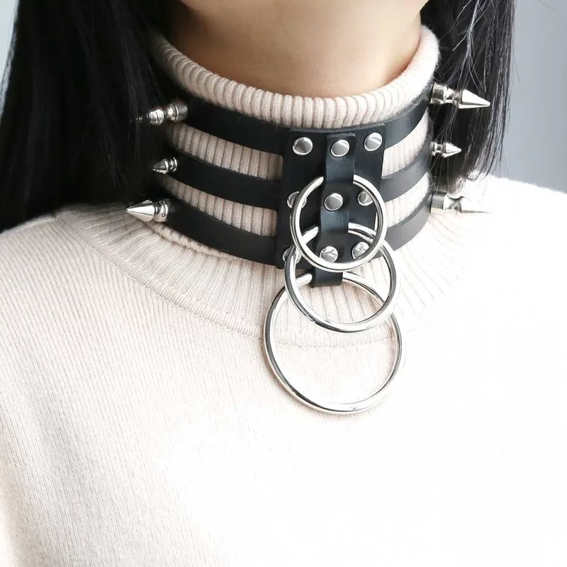 

Decopunk Black Goth choker Collar Punk necklace Spike Leather Choker women girls Trendy Rock Sexy Harajuku witch Gothic jewelry