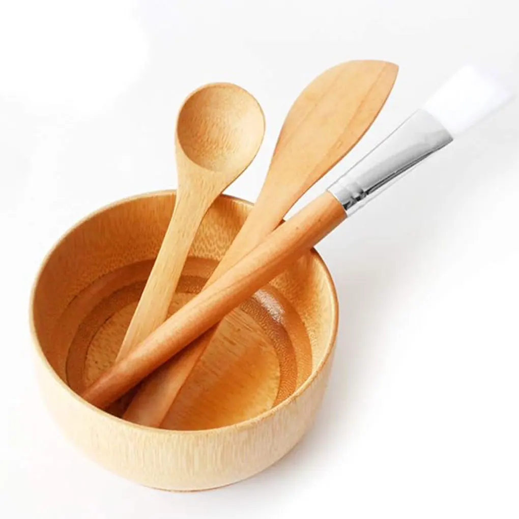 2/3 Нетоксичная деревянная маска для лица Набор чашек смешивания легко носить с