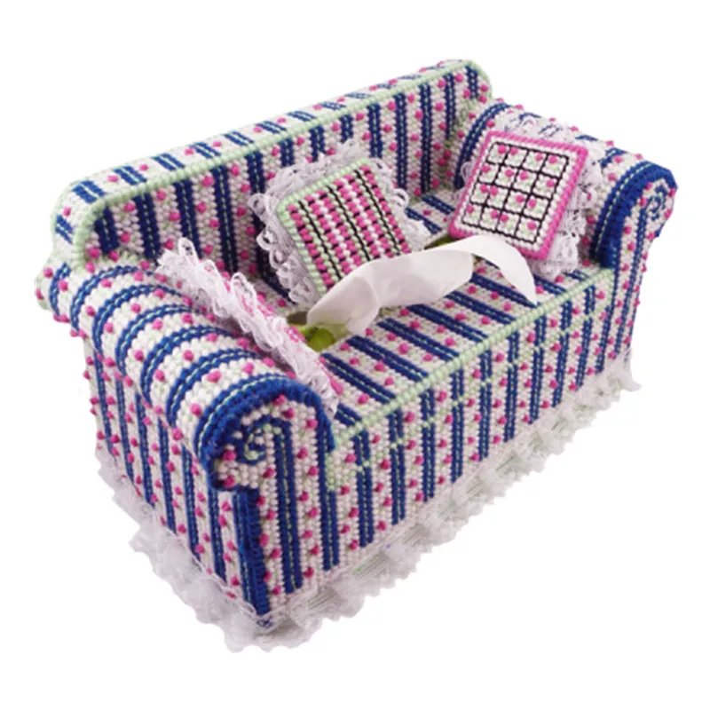 

25 x 12 x 14 cm Deep Blue Sofa drawer box embroidery kit DIY handmade craft set Crocheting knitting needlework supplie