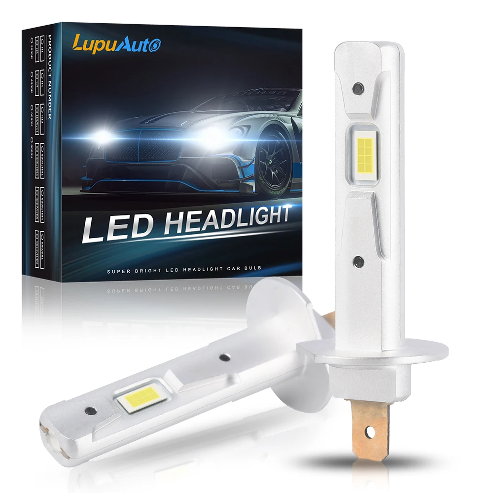 2Pcs 1:1 Car LED H1 H3 LED Canbus Headlight Bulb 60W 12000Lm White 6000K Mini for Auto Super Bright LED Fog Lights 12V Lupuauto