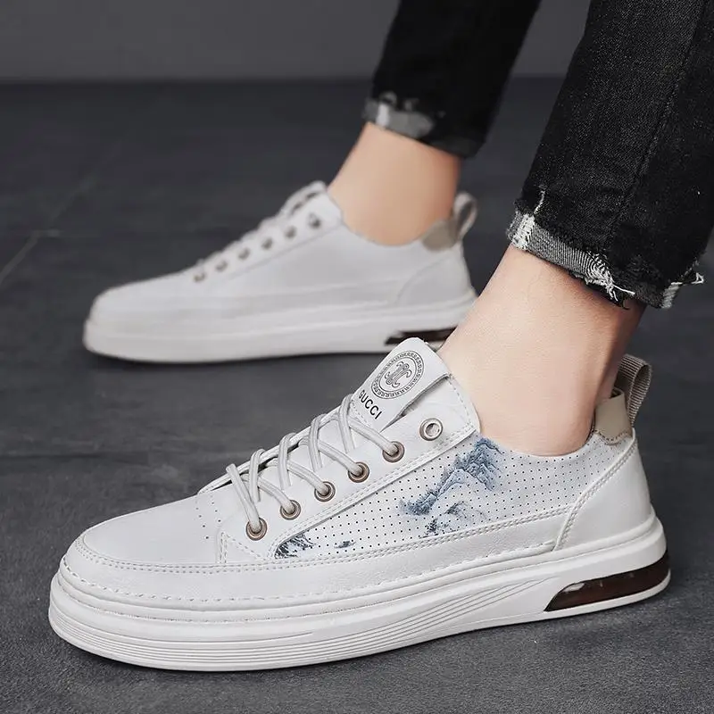 

Men's Spring New Fashion Trend Low-top Casual Shoes Men's White Shoes Thick-soled Student Sports Shoes