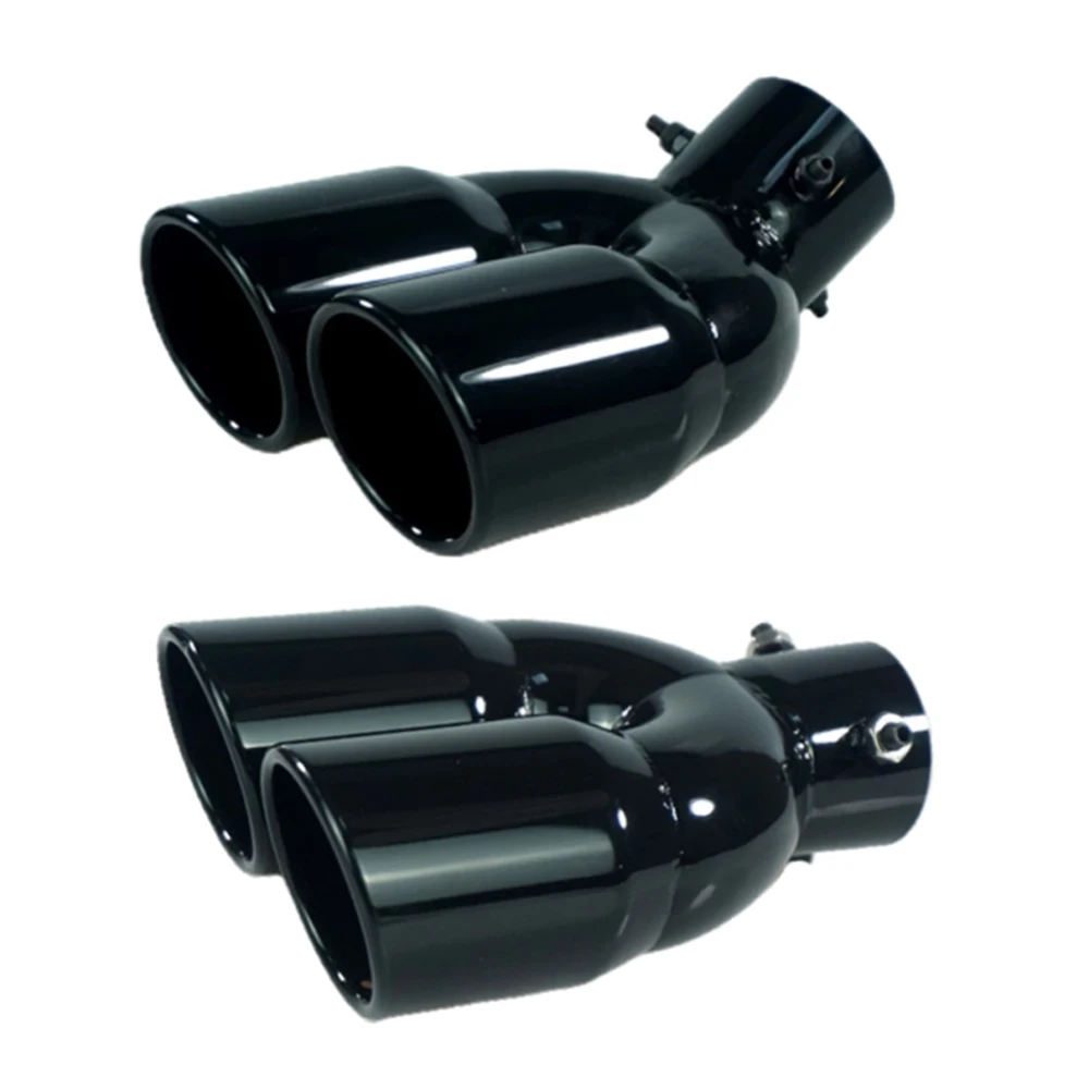 

63mm Car Inlet Double-Barrel Rear Exhaust Tip Tail Pipe Muffler Black Titanium Outlet Stainless Steel Car Accessories