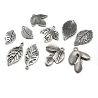20pcslot copper metal leaf charms pendants diy earrings vintage silver leaves beads charms necklaces jewelry making accessories