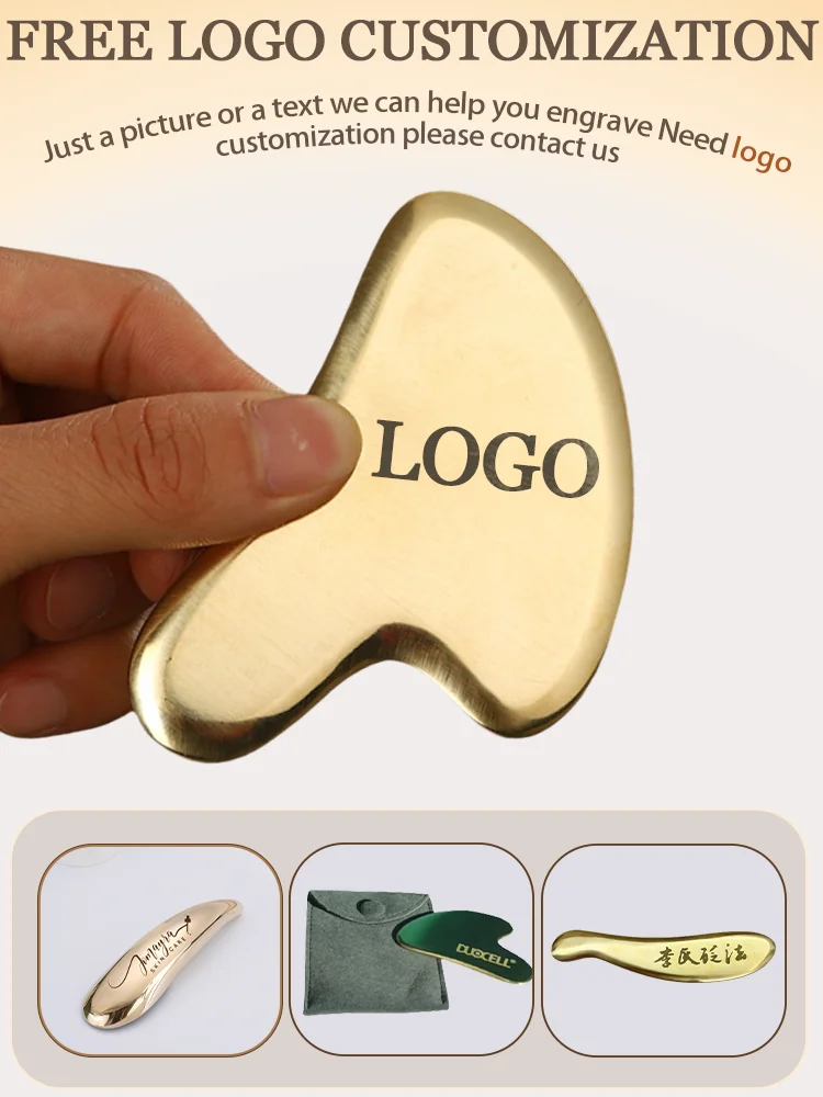 Бесплатный Пользовательский логотип гуаша инструмент для лица медный Массажа