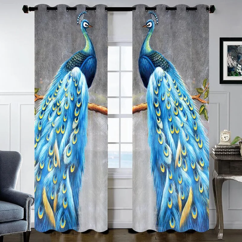 

2pcs Set Digital Printed Blackout Curtains For Living Room Window Bedroom Curtain Fabrics Ready Made Finished Drapes Blinds Tend