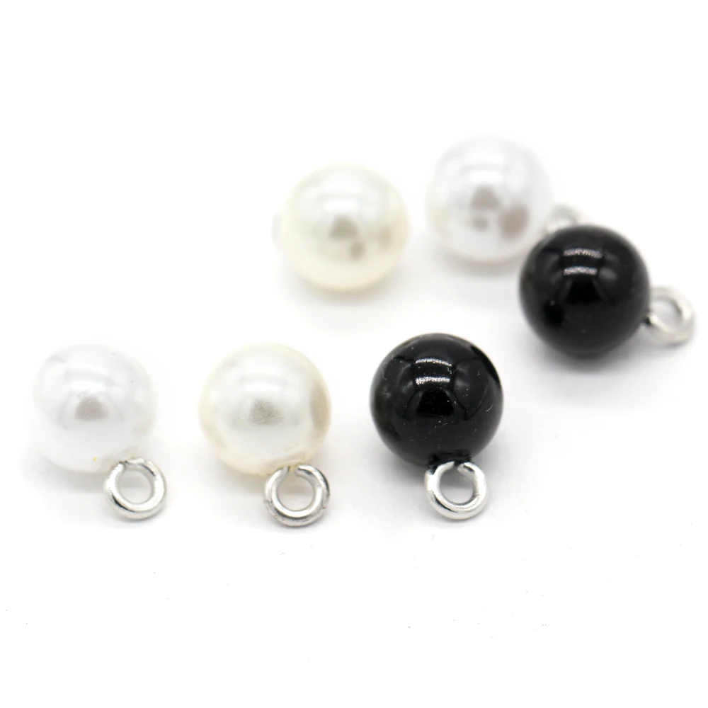 Круглые пластиковые жемчужные пуговицы EQUBO 8/9/10/12/15/20 мм с серебряным хвостовиком